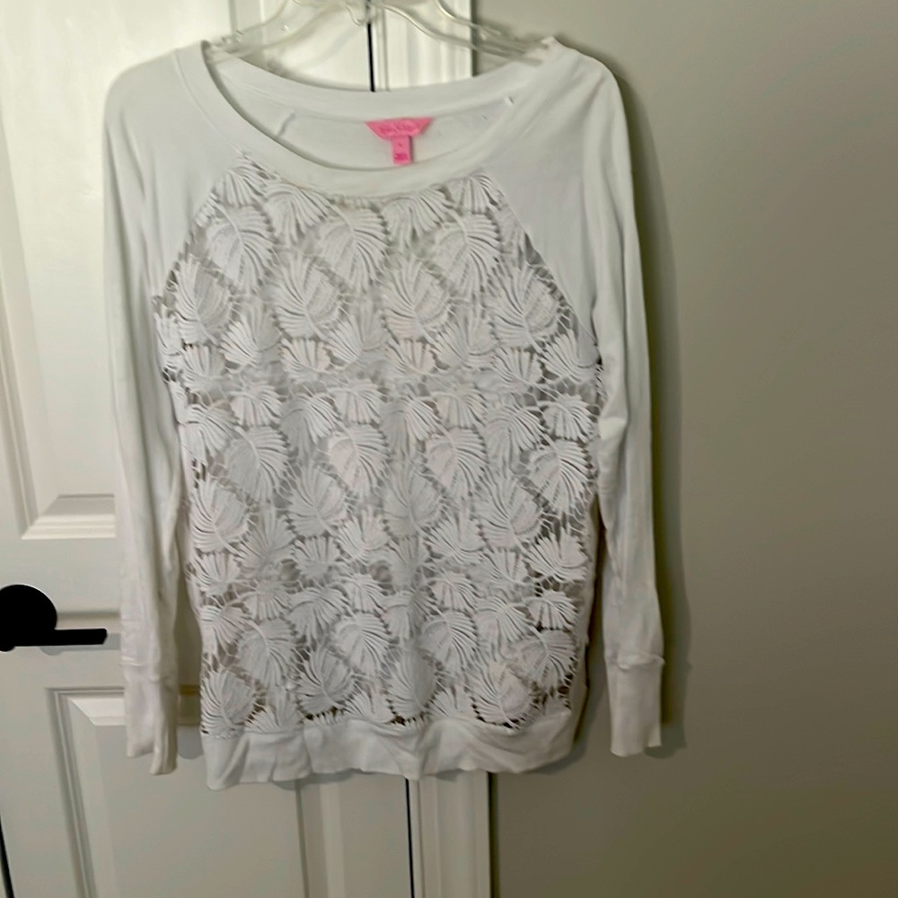 Lilly Pulitzer lace leaves sweatshirt